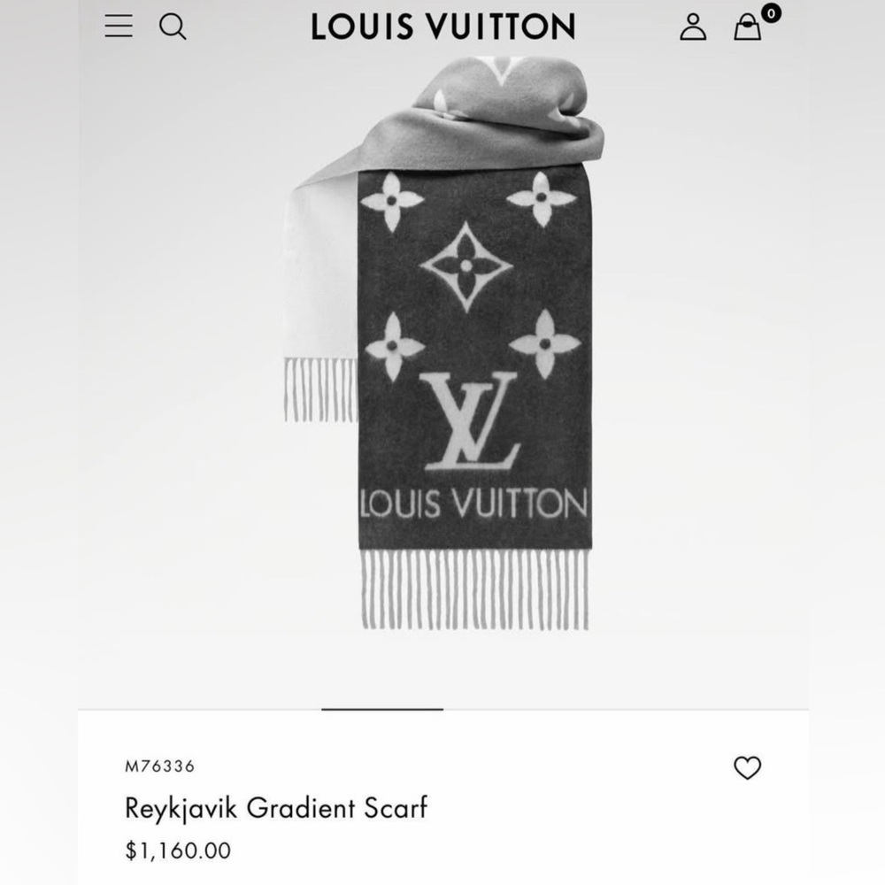 Louis Vuitton Black and Gray Cashmere Scarf - Picture 8 of 10